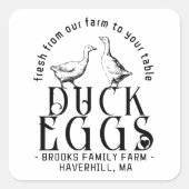 PERSONALISIERTE EGG CARTON LOGO Ente oder Gänseeie Quadratischer Aufkleber (Vorderseite)