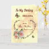 Personalisierte Ehefrau 5. Jubiläumsgratis Karte (Gelbe Blume)