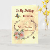 Personalisierte Ehefrau 8. Jubiläumsgratis Karte (Gelbe Blume)