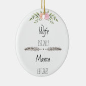 Personalisierte Ehefrau Mama Est Custom Year, Blum Keramik Ornament (Rechts)