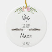 Personalisierte Ehefrau Mama Est Custom Year, Blum Keramik Ornament (Vorne)