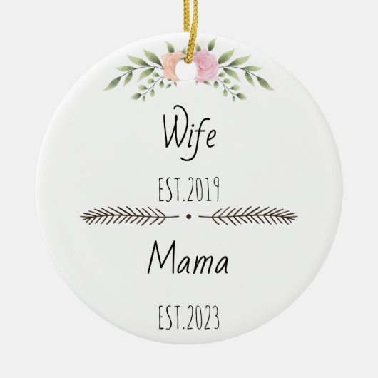 Personalisierte Ehefrau Mama Est Custom Year, Blum Keramik Ornament (Vorne)