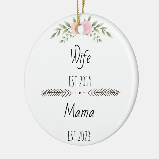 Personalisierte Ehefrau Mama Est Custom Year, Blum Keramik Ornament (Links)