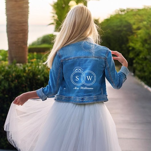 Personalisierte Eheringe mit Monogramm Jeansjacke