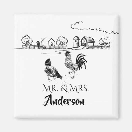Personalisierte Eheschließung von Hühnern Magnet (Vorne)
