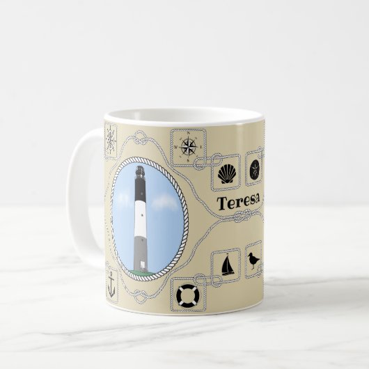 Personalisierte Eichen-Insel-Tasse Kaffeetasse (Vorderseite Links)
