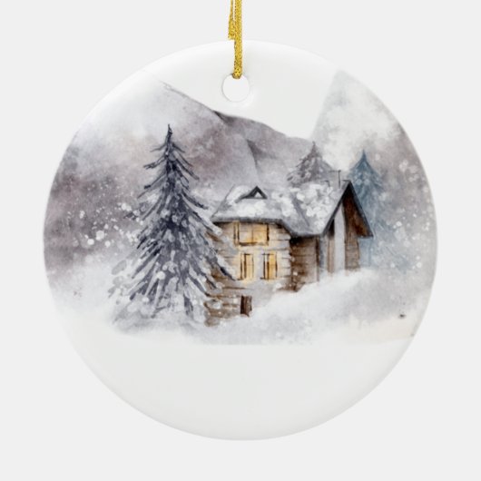 Personalisierte Eichhörnchenbaumhütte Keramik Ornament (Hinten)