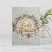Personalisierte Eid Mubarak Florale moderne Karte (Stehend Vorderseite)