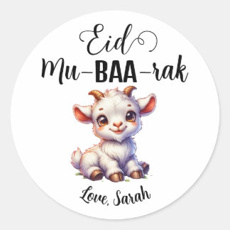 Personalisierte Eid Mubarak Round Goat Stickers