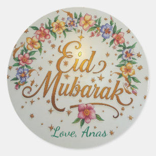 Personalisierte Eid Mubarak Runde Aufkleber
