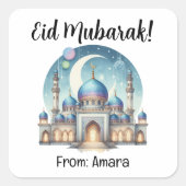Personalisierte Eid Mubarak Square Stickers (Vorderseite)
