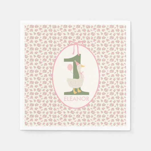 Personalisierte eine Alberne Gänse Erster Geburtst Serviette (Vorderseite)