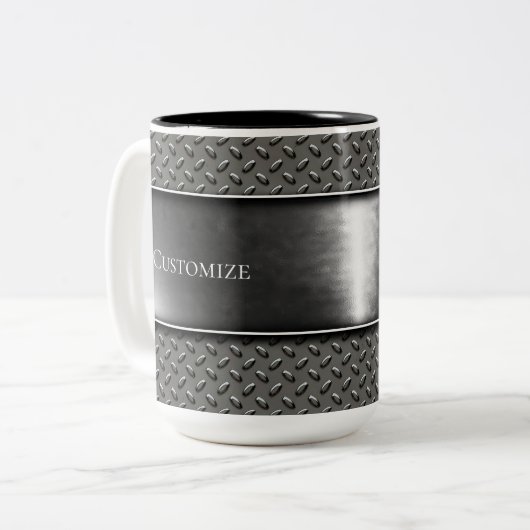 Personalisierte, einfach aus Stahl bestehende Meta Zweifarbige Tasse (Vorderseite Links)