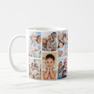 Personalisierte einfache 14-Foto-Collage Kaffeetasse
