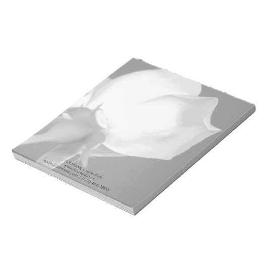 Personalisierte, einfache elegante Rose, Schwarz u Notizblock (Rotiert)