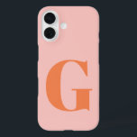 Personalisierte, einfache, fette Monogramm Rosa un iPhone 16 Hülle<br><div class="desc">Personalisierte einfache,  fette Monogramm Pastel Pink und Orange Case-Mate iPhone Case</div>