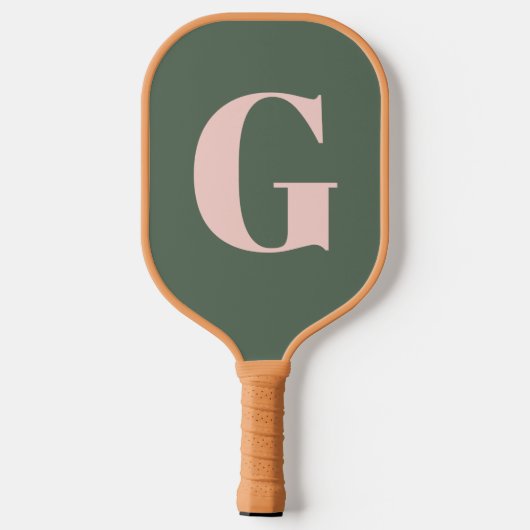 Personalisierte, einfache, fette Monogramm Rosa un Pickleball Schläger (Rückseite)