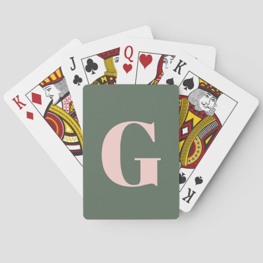 Personalisierte, einfache, fette Monogramm Rosa un Spielkarten (Rückseite)