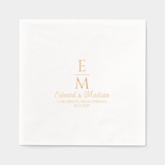 Personalisierte Einfache Hochzeitsmonogramme Servietten Mit Folie (Vorderseite)