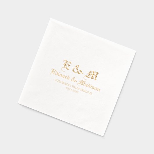 Personalisierte Einfache Hochzeitstypografie Servietten Mit Folie (Links)