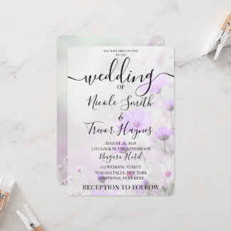 Personalisierte einfache lila Blumen Hochzeit Einladung