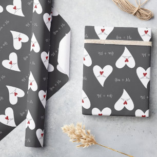 Personalisierte einfache moderne Liebesvögel rotes Geschenkpapier