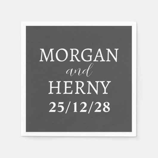 Personalisierte Einfache, moderne Minimalhochzeit Serviette (Vorderseite)