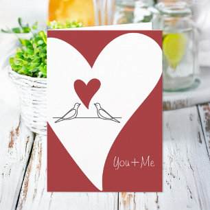 Personalisierte einfache moderne Vögel in Liebe ro Feiertagskarte