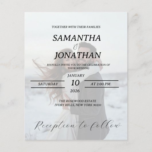 Personalisierte Einfache moderne Winterhochzeitkar (Rückseite)