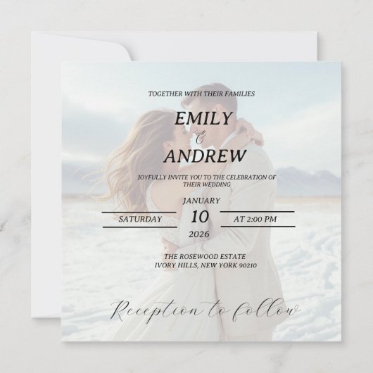 Personalisierte Einfache moderne Winterhochzeitkar Einladung (Rückseite)