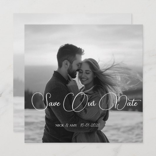 Personalisierte Einfache moderne Winterhochzeitkar Einladung (Vorne/Hinten)