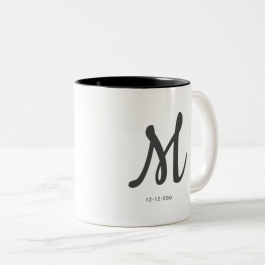personalisierte einfache Monogramm fügen Sie Ihren Zweifarbige Tasse (VorderseiteRechts)