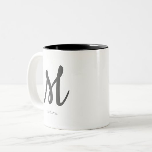 personalisierte einfache Monogramm fügen Sie Ihren Zweifarbige Tasse (Vorderseite Links)