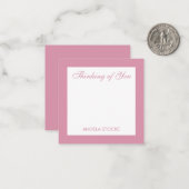 Personalisierte einfache rosa Blumenbeilage Mitteilungskarte (Vorderseite/Rückseite Beispiel)