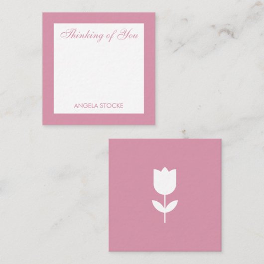 Personalisierte einfache rosa Blumenbeilage Mitteilungskarte (Vorne/Hinten)
