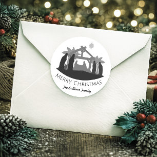 Personalisierte einfache Weihnachtsgeburt Runder Aufkleber
