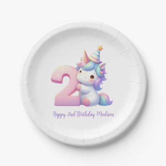 Personalisierte Einhorn 2. Pappteller (Vorderseite)