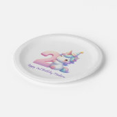 Personalisierte Einhorn 2. Pappteller (Schrägansicht)