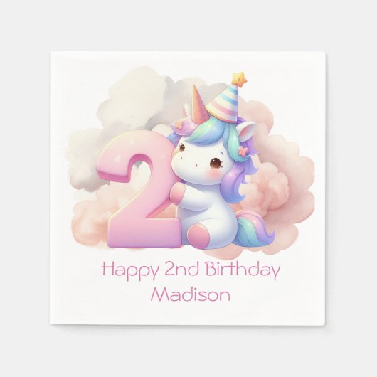 Personalisierte Einhorn 2. Serviette (Vorderseite)