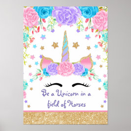 Personalisierte Einhorn-Blume Poster