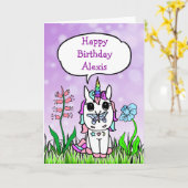 Personalisierte Einhorn-Geburtstagskarte Karte (Gelbe Blume)