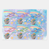 personalisierte Einhorn-Geschenkpackung zum 7. Geb Geschenkpapier Set (Vorderseite 2)