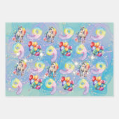 personalisierte Einhorn-Geschenkpackung zum 9. Geb Geschenkpapier Set (Vorderseite)