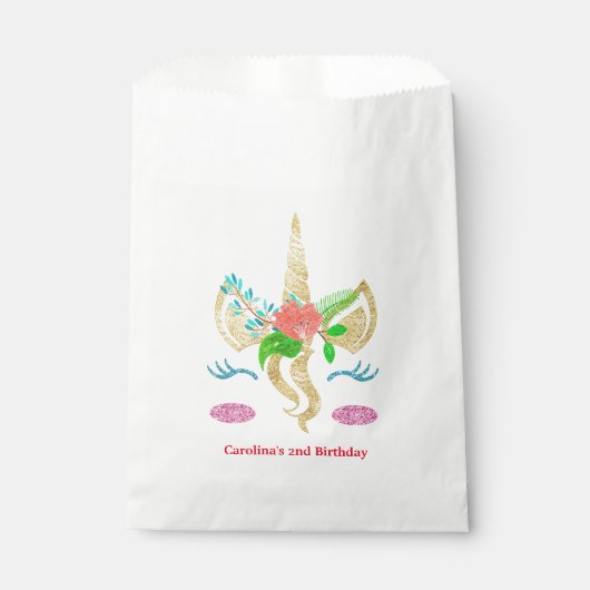 Personalisierte Einhorn-Gesichtsbeutel Geschenktütchen (Vorderseite)