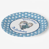 Personalisierte Einhorn-Herzpapierplatte Pappteller (Schrägansicht)