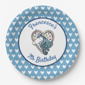 Personalisierte Einhorn-Herzpapierplatte Pappteller (Vorderseite)