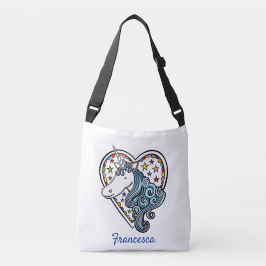 Personalisierte Einhorn Herztote Tasche (Vorderseite)