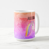 Personalisierte Einhorn Regenbogen-Farbige heiße K Kaffeetasse (VorderseiteRechts)