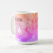 Personalisierte Einhorn Regenbogen-Farbige heiße K Kaffeetasse (Vorderseite Links)