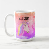 Personalisierte Einhorn Regenbogen-Farbige heiße K Kaffeetasse (Links)